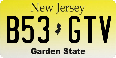 NJ license plate B53GTV