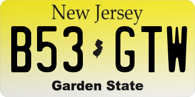 NJ license plate B53GTW