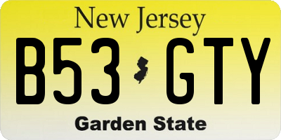 NJ license plate B53GTY
