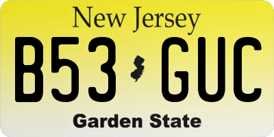 NJ license plate B53GUC