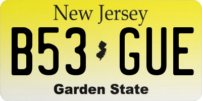 NJ license plate B53GUE