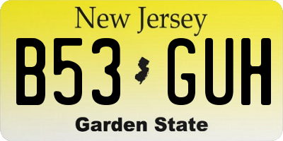 NJ license plate B53GUH