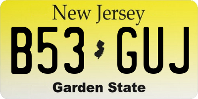 NJ license plate B53GUJ