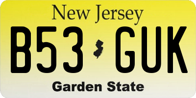 NJ license plate B53GUK