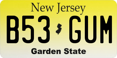 NJ license plate B53GUM
