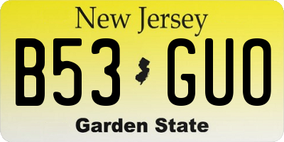 NJ license plate B53GUO