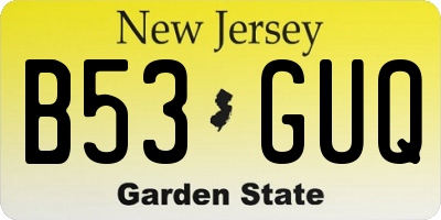 NJ license plate B53GUQ