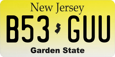 NJ license plate B53GUU