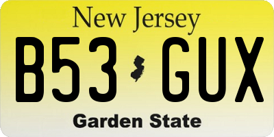 NJ license plate B53GUX