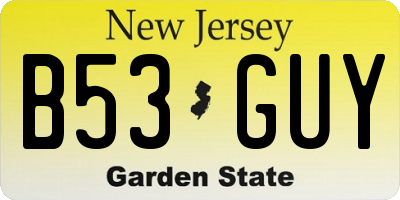 NJ license plate B53GUY