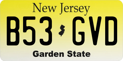 NJ license plate B53GVD