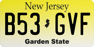 NJ license plate B53GVF