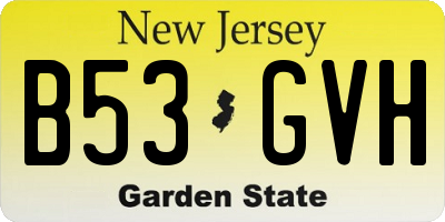 NJ license plate B53GVH