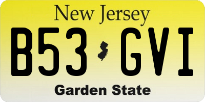 NJ license plate B53GVI