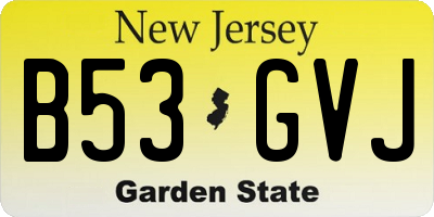 NJ license plate B53GVJ