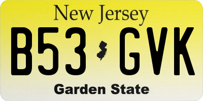 NJ license plate B53GVK