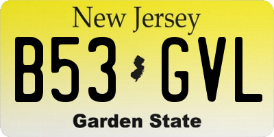 NJ license plate B53GVL