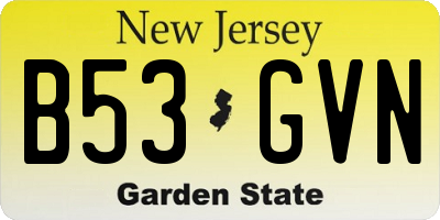 NJ license plate B53GVN