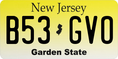 NJ license plate B53GVO