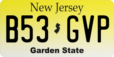 NJ license plate B53GVP