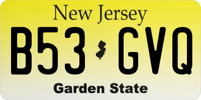 NJ license plate B53GVQ