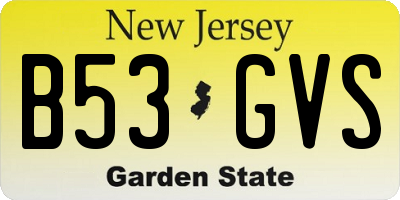 NJ license plate B53GVS