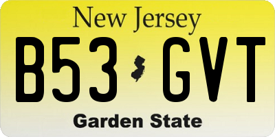 NJ license plate B53GVT
