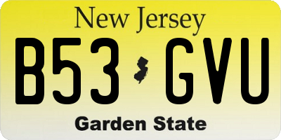 NJ license plate B53GVU