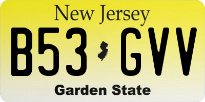 NJ license plate B53GVV