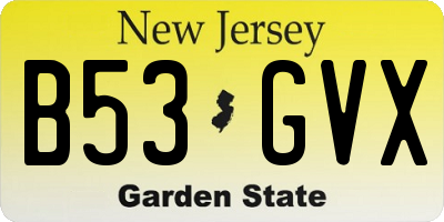 NJ license plate B53GVX