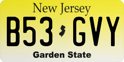 NJ license plate B53GVY