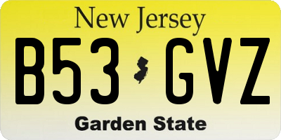 NJ license plate B53GVZ