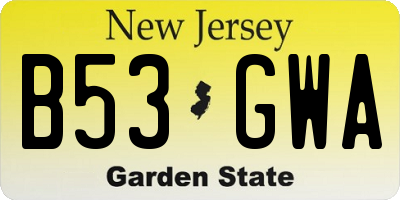 NJ license plate B53GWA