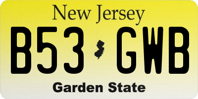 NJ license plate B53GWB