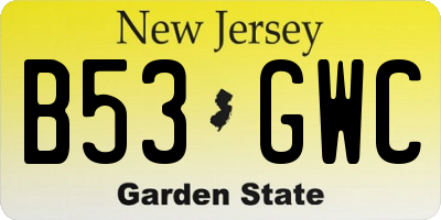 NJ license plate B53GWC