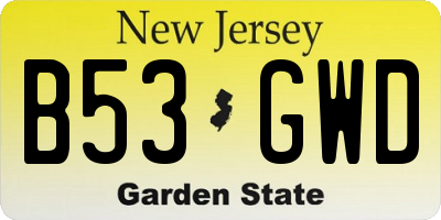 NJ license plate B53GWD
