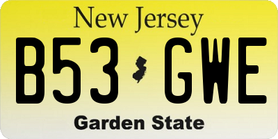 NJ license plate B53GWE