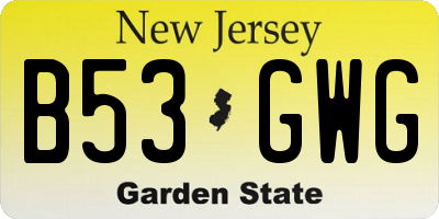 NJ license plate B53GWG