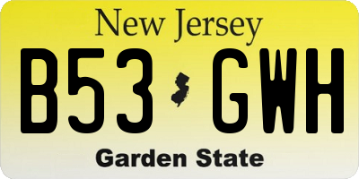 NJ license plate B53GWH