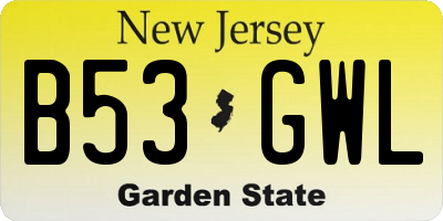 NJ license plate B53GWL