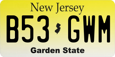 NJ license plate B53GWM