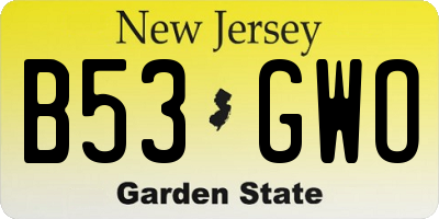 NJ license plate B53GWO