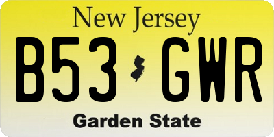 NJ license plate B53GWR