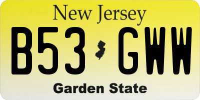 NJ license plate B53GWW