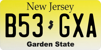 NJ license plate B53GXA