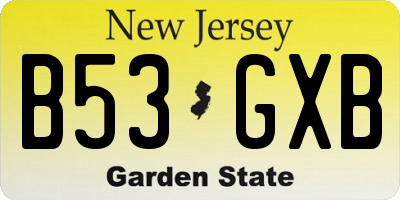 NJ license plate B53GXB