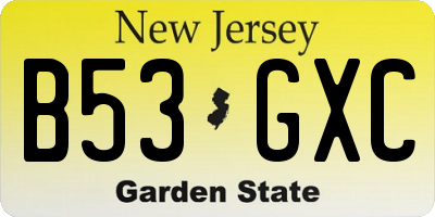NJ license plate B53GXC