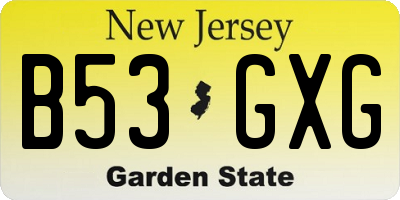 NJ license plate B53GXG