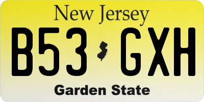 NJ license plate B53GXH