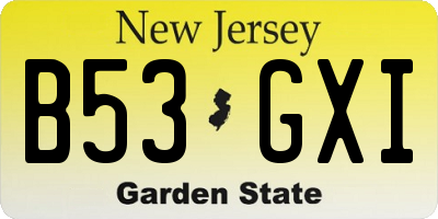 NJ license plate B53GXI